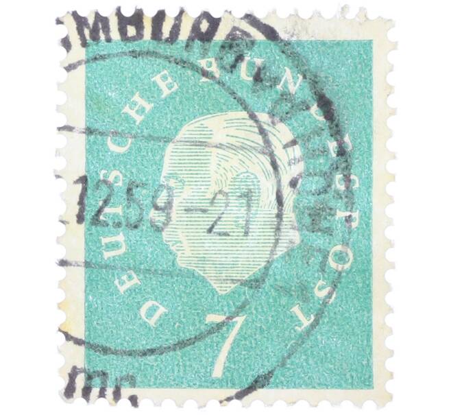 Почтовая марка 7 пфеннигов 1959 года Западная Германия (ФРГ) «Теодор Хойс» (Артикул: T11-38275) — Фото №1