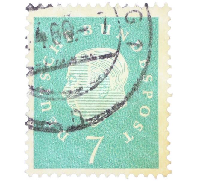 Почтовая марка 7 пфеннигов 1959 года Западная Германия (ФРГ) «Теодор Хойс» (Артикул: T11-38276) — Фото №1