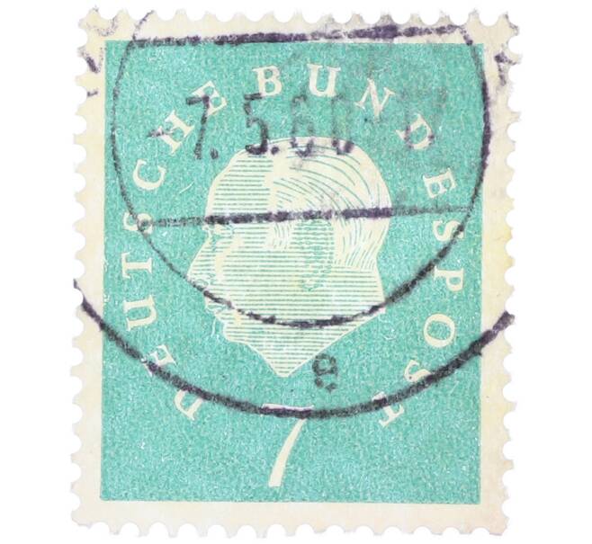 Почтовая марка 7 пфеннигов 1959 года Западная Германия (ФРГ) «Теодор Хойс» (Артикул: T11-38277) — Фото №1