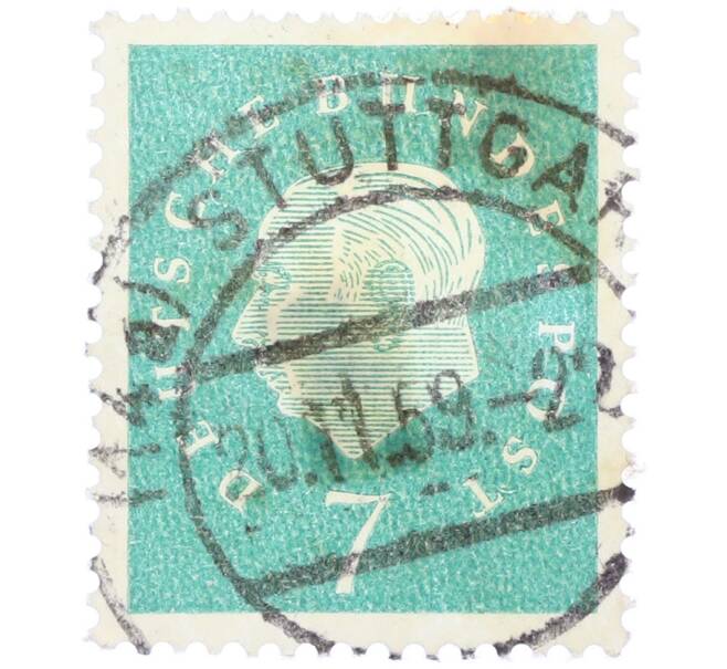 Почтовая марка 7 пфеннигов 1959 года Западная Германия (ФРГ) «Теодор Хойс» (Артикул: T11-38278) — Фото №1