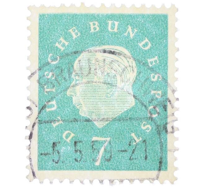 Почтовая марка 7 пфеннигов 1959 года Западная Германия (ФРГ) «Теодор Хойс» (Артикул: T11-38282) — Фото №1