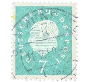 Почтовая марка 7 пфеннигов 1959 года Западная Германия (ФРГ) «Теодор Хойс» — Фото №1