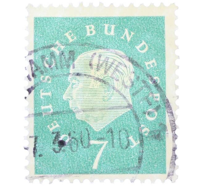 Почтовая марка 7 пфеннигов 1959 года Западная Германия (ФРГ) «Теодор Хойс» (Артикул: T11-38284) — Фото №1
