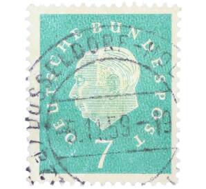 Почтовая марка 7 пфеннигов 1959 года Западная Германия (ФРГ) «Теодор Хойс» — Фото №1