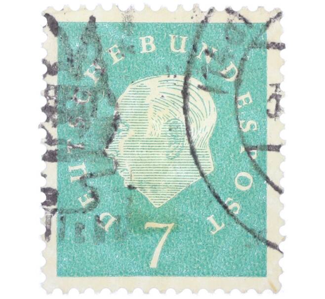 Почтовая марка 7 пфеннигов 1959 года Западная Германия (ФРГ) «Теодор Хойс» (Артикул: T11-38297) — Фото №1