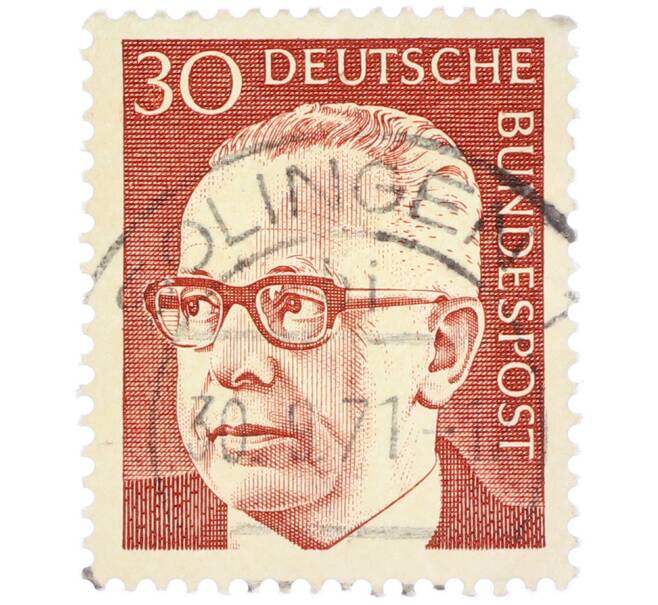 Почтовая марка 30 пфеннигов 1971 года Западная Германия (ФРГ) «Президент Густав Хайнеман» (Артикул: T11-38298) — Фото №1