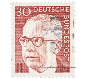 Почтовая марка 30 пфеннигов 1971 года Западная Германия (ФРГ) «Президент Густав Хайнеман» — Фото №1