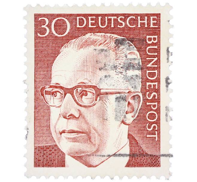 Почтовая марка 30 пфеннигов 1971 года Западная Германия (ФРГ) «Президент Густав Хайнеман» (Артикул: T11-38300) — Фото №1
