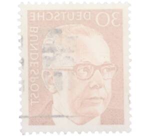 Почтовая марка 30 пфеннигов 1971 года Западная Германия (ФРГ) «Президент Густав Хайнеман» — Фото №2