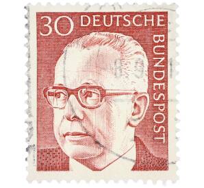 Почтовая марка 30 пфеннигов 1971 года Западная Германия (ФРГ) «Президент Густав Хайнеман» — Фото №1