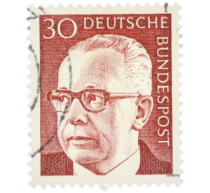 Почтовая марка 30 пфеннигов 1971 года Западная Германия (ФРГ) «Президент Густав Хайнеман» — Фото №1