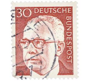 Почтовая марка 30 пфеннигов 1971 года Западная Германия (ФРГ) «Президент Густав Хайнеман» — Фото №1