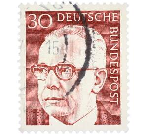 Почтовая марка 30 пфеннигов 1971 года Западная Германия (ФРГ) «Президент Густав Хайнеман» — Фото №1