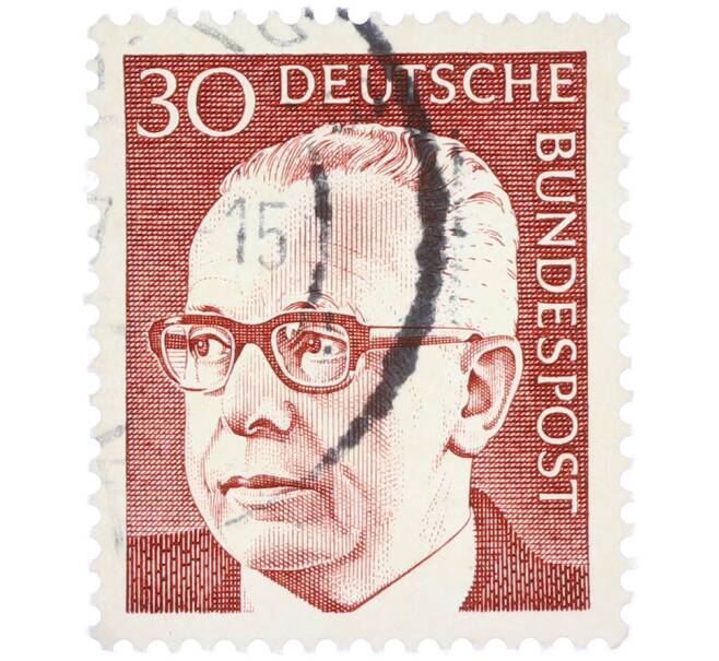 Почтовая марка 30 пфеннигов 1971 года Западная Германия (ФРГ) «Президент Густав Хайнеман» (Артикул: T11-38305) — Фото №1