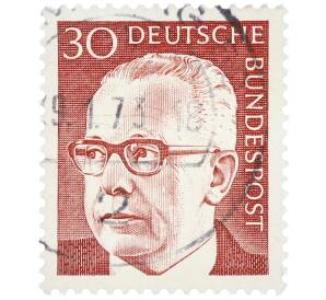 Почтовая марка 30 пфеннигов 1971 года Западная Германия (ФРГ) «Президент Густав Хайнеман» — Фото №1