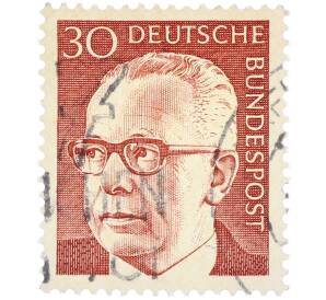 Почтовая марка 30 пфеннигов 1971 года Западная Германия (ФРГ) «Президент Густав Хайнеман» — Фото №1