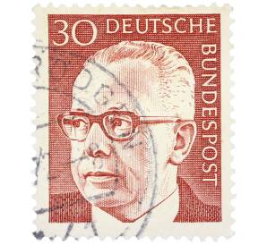 Почтовая марка 30 пфеннигов 1971 года Западная Германия (ФРГ) «Президент Густав Хайнеман» — Фото №1