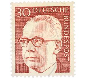 Почтовая марка 30 пфеннигов 1971 года Западная Германия (ФРГ) «Президент Густав Хайнеман» — Фото №1