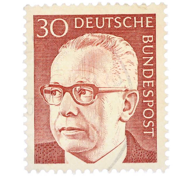 Почтовая марка 30 пфеннигов 1971 года Западная Германия (ФРГ) «Президент Густав Хайнеман» (Артикул: T11-38310) — Фото №1