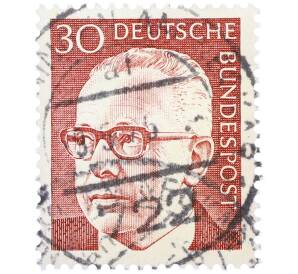 Почтовая марка 30 пфеннигов 1971 года Западная Германия (ФРГ) «Президент Густав Хайнеман» — Фото №1
