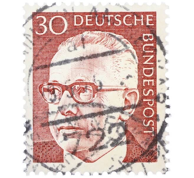 Почтовая марка 30 пфеннигов 1971 года Западная Германия (ФРГ) «Президент Густав Хайнеман» (Артикул: T11-38311) — Фото №1
