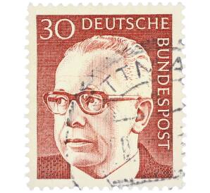 Почтовая марка 30 пфеннигов 1971 года Западная Германия (ФРГ) «Президент Густав Хайнеман» — Фото №1