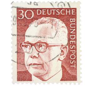 Почтовая марка 30 пфеннигов 1971 года Западная Германия (ФРГ) «Президент Густав Хайнеман» — Фото №1