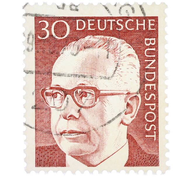 Почтовая марка 30 пфеннигов 1971 года Западная Германия (ФРГ) «Президент Густав Хайнеман» (Артикул: T11-38313) — Фото №1