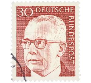Почтовая марка 30 пфеннигов 1971 года Западная Германия (ФРГ) «Президент Густав Хайнеман» — Фото №1