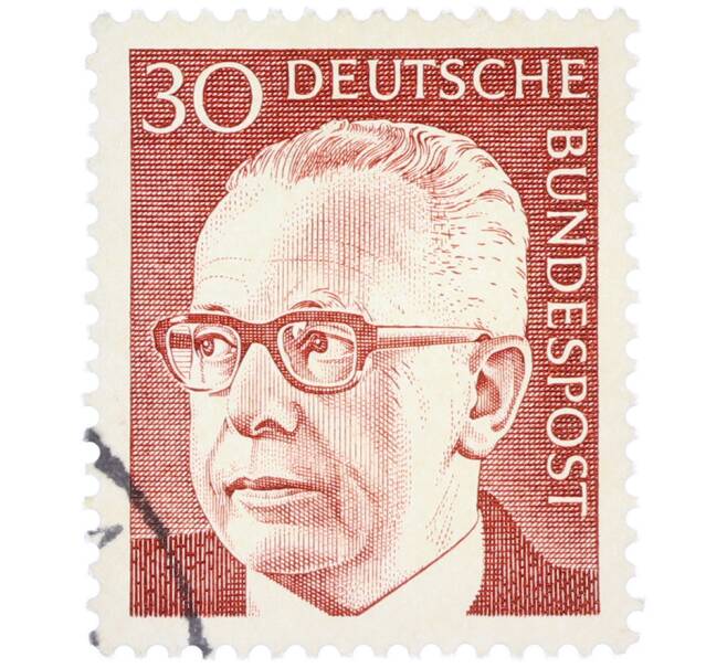 Почтовая марка 30 пфеннигов 1971 года Западная Германия (ФРГ) «Президент Густав Хайнеман» (Артикул: T11-38314) — Фото №1