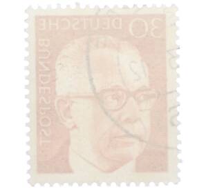 Почтовая марка 30 пфеннигов 1971 года Западная Германия (ФРГ) «Президент Густав Хайнеман» — Фото №2