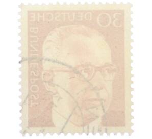 Почтовая марка 30 пфеннигов 1971 года Западная Германия (ФРГ) «Президент Густав Хайнеман» — Фото №2