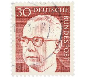 Почтовая марка 30 пфеннигов 1971 года Западная Германия (ФРГ) «Президент Густав Хайнеман» — Фото №1