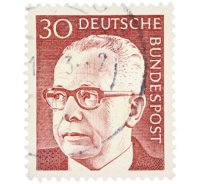 Почтовая марка 30 пфеннигов 1971 года Западная Германия (ФРГ) «Президент Густав Хайнеман» (Артикул: T11-38318) — Фото №1