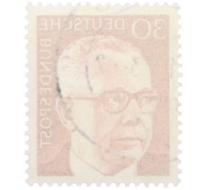 Почтовая марка 30 пфеннигов 1971 года Западная Германия (ФРГ) «Президент Густав Хайнеман» — Фото №2