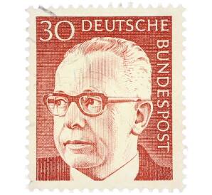 Почтовая марка 30 пфеннигов 1971 года Западная Германия (ФРГ) «Президент Густав Хайнеман» — Фото №1