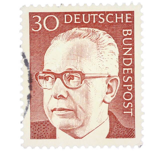 Почтовая марка 30 пфеннигов 1971 года Западная Германия (ФРГ) «Президент Густав Хайнеман» (Артикул: T11-38321) — Фото №1