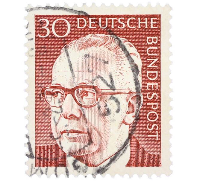 Почтовая марка 30 пфеннигов 1971 года Западная Германия (ФРГ) «Президент Густав Хайнеман» (Артикул: T11-38322) — Фото №1