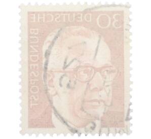 Почтовая марка 30 пфеннигов 1971 года Западная Германия (ФРГ) «Президент Густав Хайнеман» — Фото №2