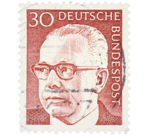 Почтовая марка 30 пфеннигов 1971 года Западная Германия (ФРГ) «Президент Густав Хайнеман» — Фото №1