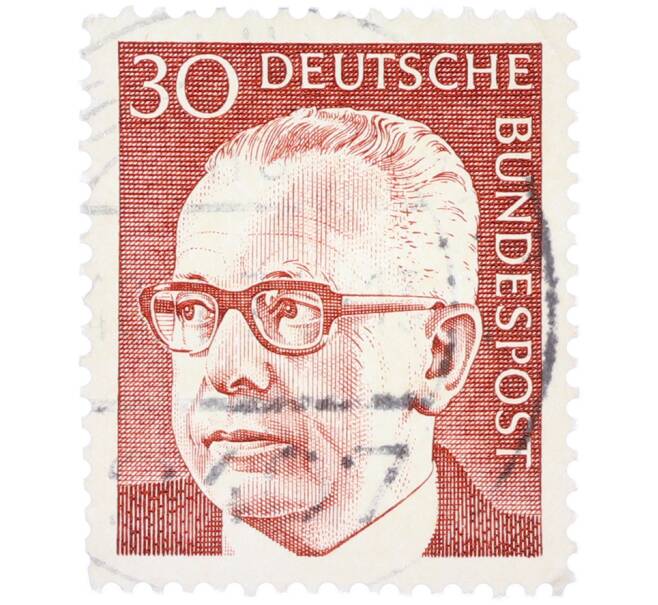 Почтовая марка 30 пфеннигов 1971 года Западная Германия (ФРГ) «Президент Густав Хайнеман» (Артикул: T11-38323) — Фото №1