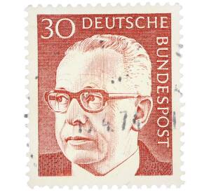 Почтовая марка 30 пфеннигов 1971 года Западная Германия (ФРГ) «Президент Густав Хайнеман» — Фото №1
