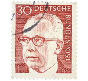 Почтовая марка 30 пфеннигов 1971 года Западная Германия (ФРГ) «Президент Густав Хайнеман» — Фото №1
