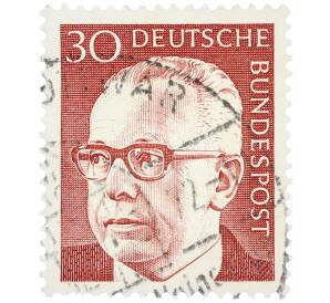 Почтовая марка 30 пфеннигов 1971 года Западная Германия (ФРГ) «Президент Густав Хайнеман» — Фото №1