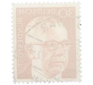 Почтовая марка 30 пфеннигов 1971 года Западная Германия (ФРГ) «Президент Густав Хайнеман» — Фото №2