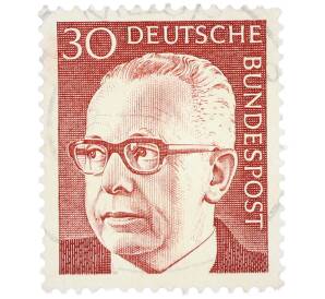 Почтовая марка 30 пфеннигов 1971 года Западная Германия (ФРГ) «Президент Густав Хайнеман» — Фото №1