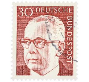 Почтовая марка 30 пфеннигов 1971 года Западная Германия (ФРГ) «Президент Густав Хайнеман» — Фото №1