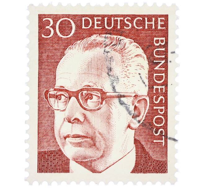 Почтовая марка 30 пфеннигов 1971 года Западная Германия (ФРГ) «Президент Густав Хайнеман» (Артикул: T11-38329) — Фото №1