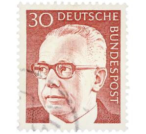 Почтовая марка 30 пфеннигов 1971 года Западная Германия (ФРГ) «Президент Густав Хайнеман» — Фото №1