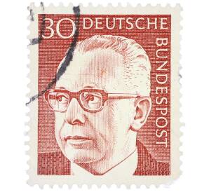 Почтовая марка 30 пфеннигов 1971 года Западная Германия (ФРГ) «Президент Густав Хайнеман» — Фото №1